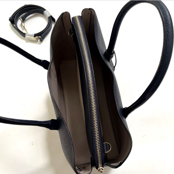 NWT $360 Kate Spade Margaux Large Satchel Bag Blazer Blue Navy Pebbled Leather - Picture 8 of 10